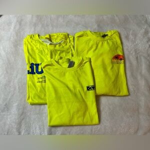 3 men’s neon yellow long sleeve short sleeve work shirt size large